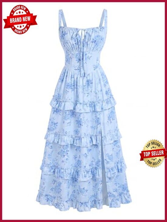 Dresses & Skirts - Women's Floral Corset Dress with Pockets Flowy Sundress